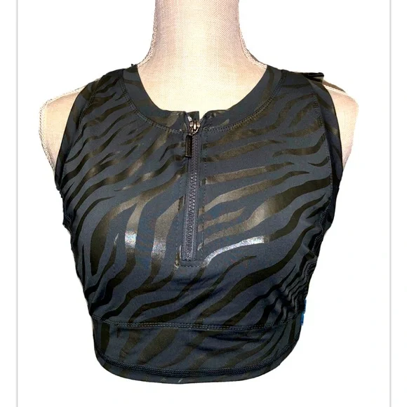 Tahari sport half zip sport bra coated zebra new with tags - Picture 3 of 7